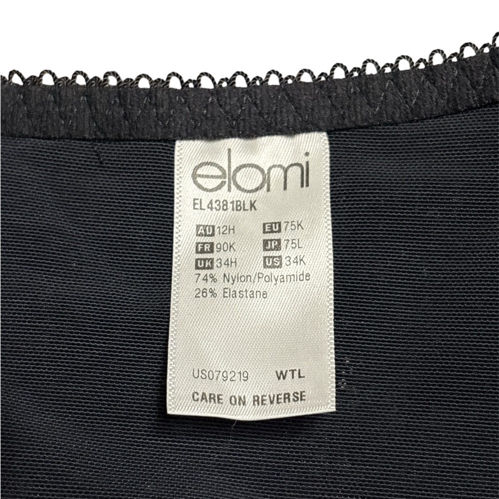 Elomi Black Lace Mesh Bra,size 34K - Picture 2 of 5